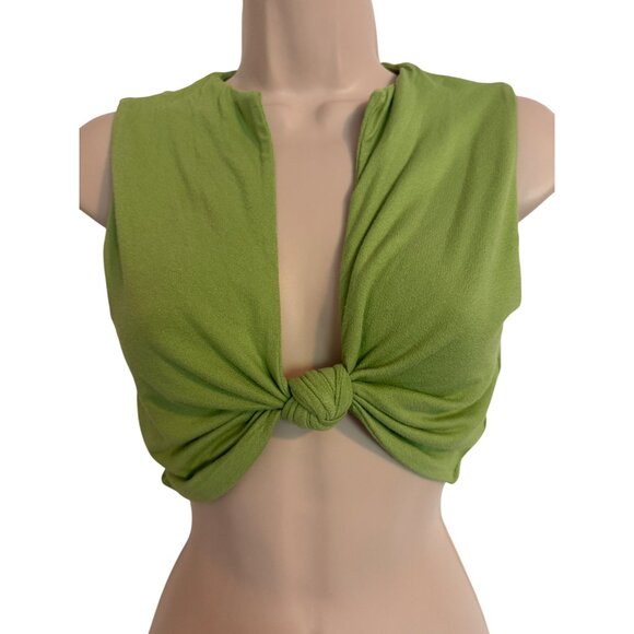 N By Naked Wardrobe SIze 1/ XS Shirred Knot Kiwi Crop Tank Soft Stretchy NWT $35 - Picture 2 of 9